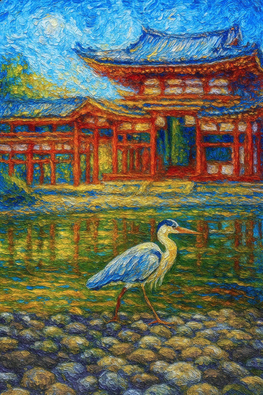 Egret at Byodo-in Temple — Uji Serenity