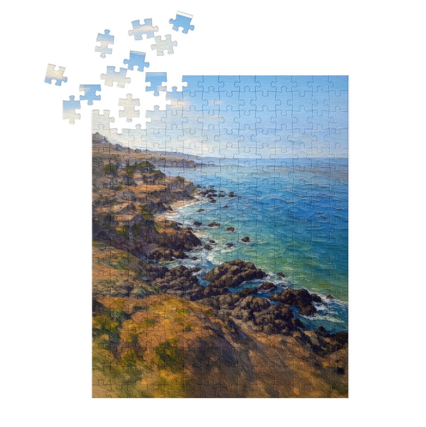 Cambria Coastline Jigsaw Puzzle with Tin