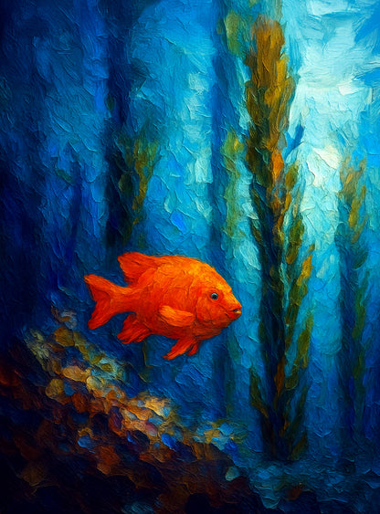 Garibaldi in the Kelp Forest – Catalina Blue Depths