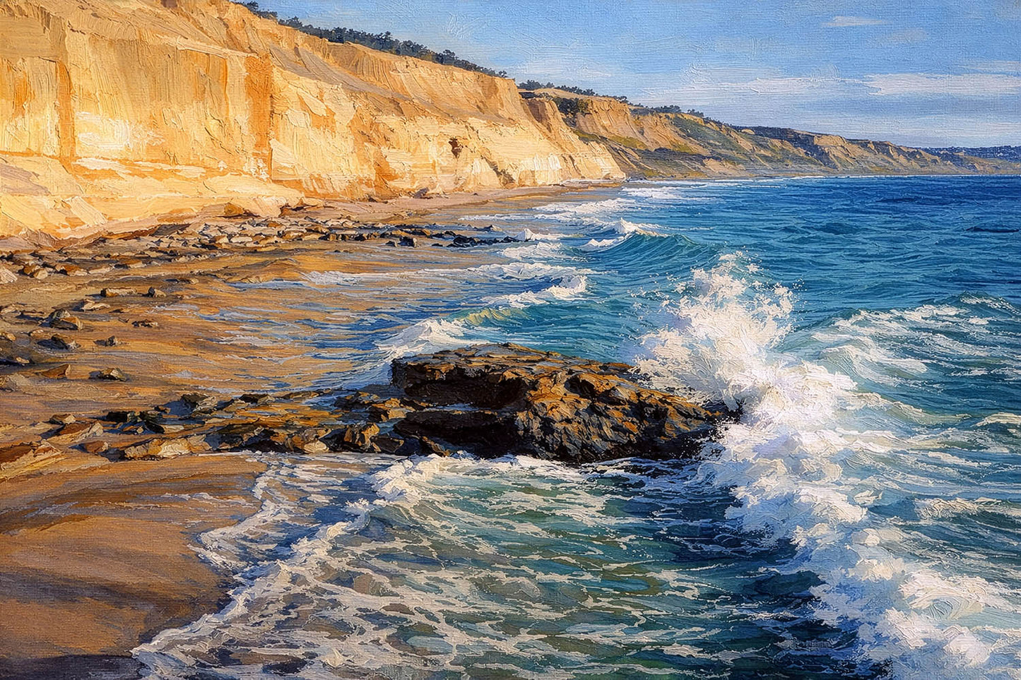 Torrey Pines Beach – Waves Along the Sandstone Shore