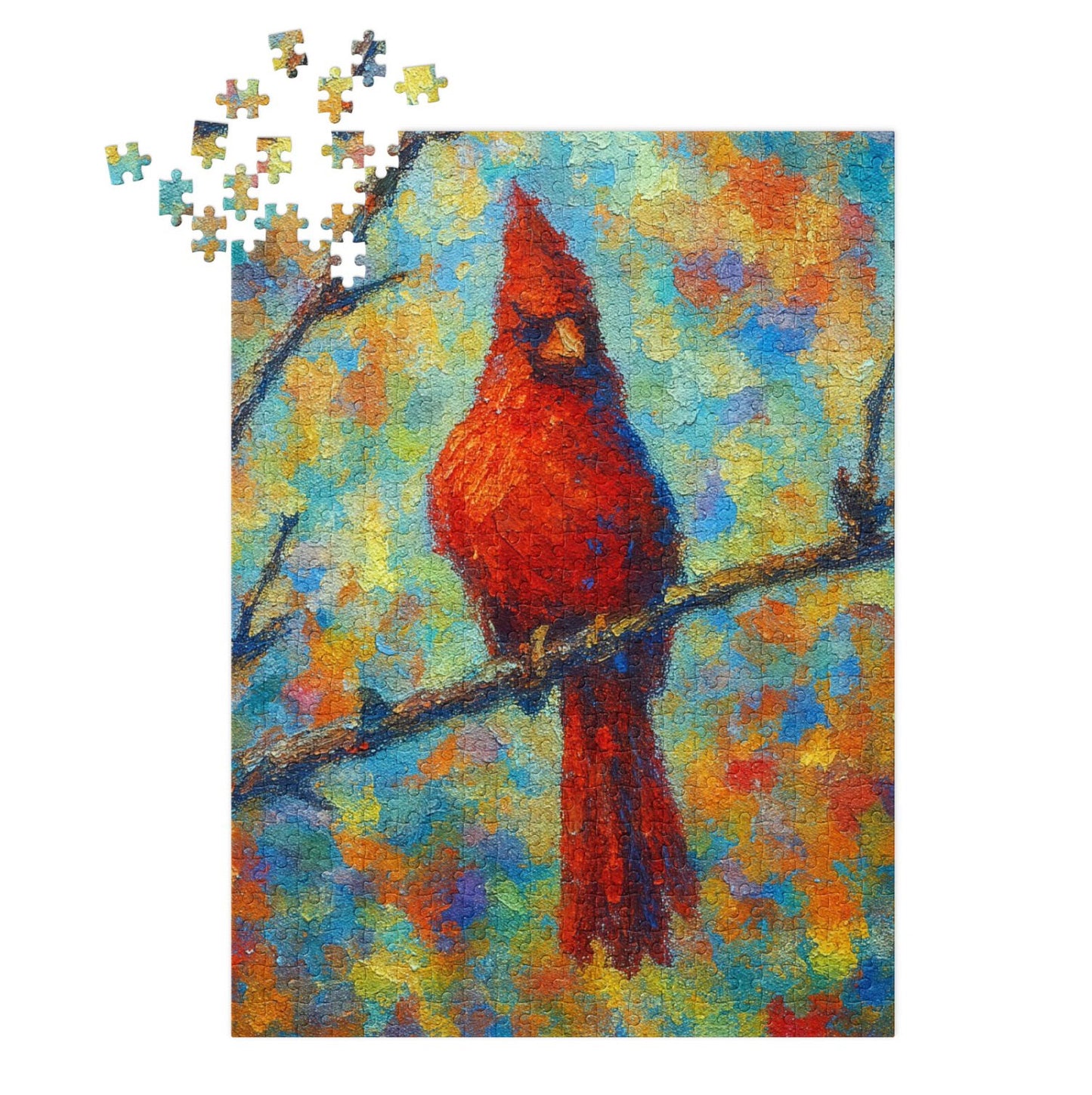 Northern Male Cardinal Jigsaw Puzzle with Tin