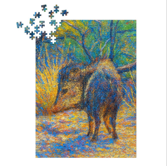 Javelina Jigsaw Puzzle with Tin