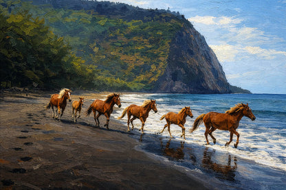 Wild Horses on Waipio Beach — Big Island, Hawaiʻi