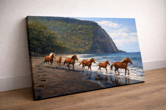 Wild Horses on Waipio Beach — Big Island, Hawaiʻi